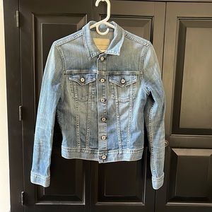 Adriano Goldschmied Denim Jean Jacket with Silver Metal Buttons